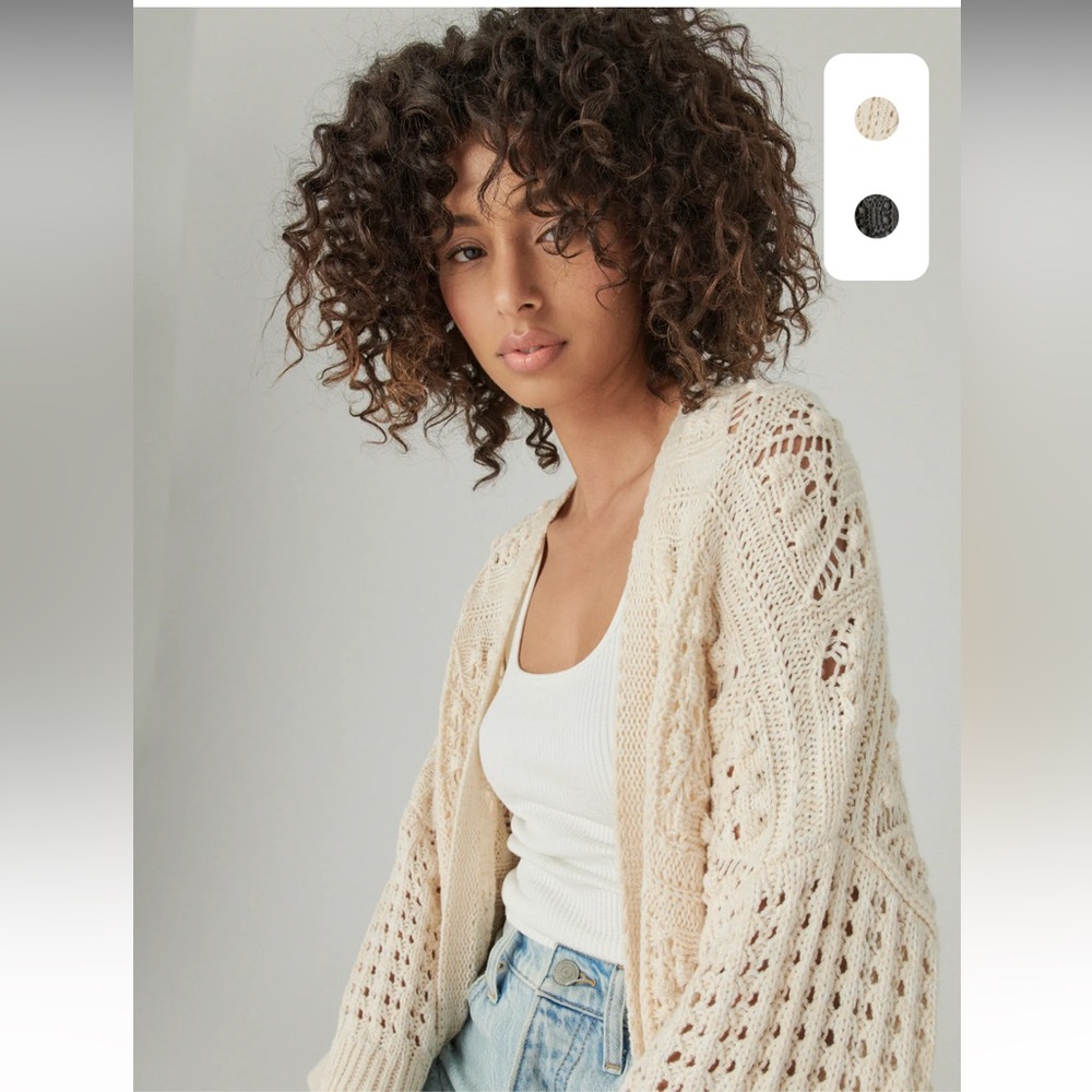 NWOT Lucky Brand Beige Crochet Cardigan Size XS